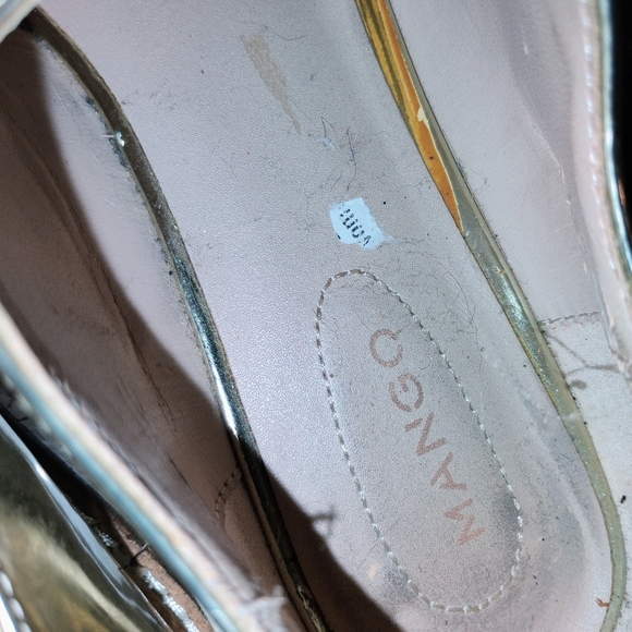 Women's Shiny Gold Mango Shoes Lace Up Cork Soles Size 39 - Picture 11 of 12